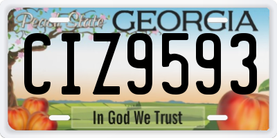 GA license plate CIZ9593