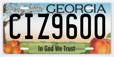 GA license plate CIZ9600