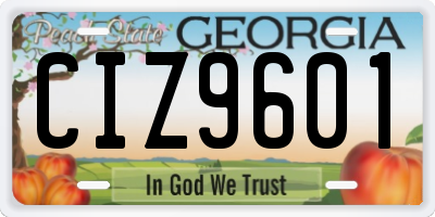 GA license plate CIZ9601