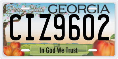 GA license plate CIZ9602
