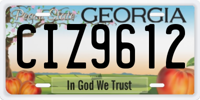 GA license plate CIZ9612