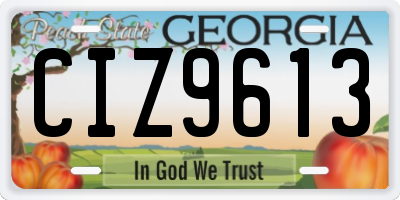 GA license plate CIZ9613