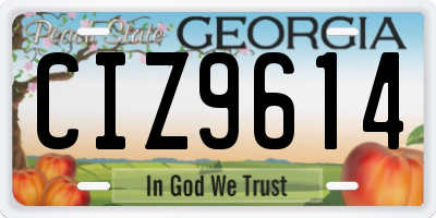 GA license plate CIZ9614