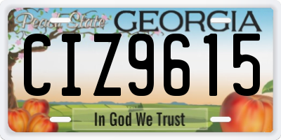 GA license plate CIZ9615