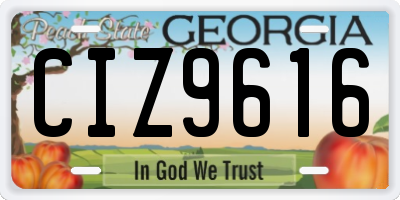 GA license plate CIZ9616