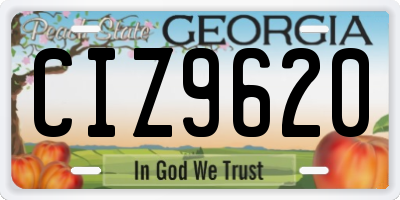 GA license plate CIZ9620