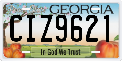 GA license plate CIZ9621