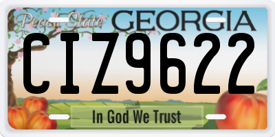 GA license plate CIZ9622