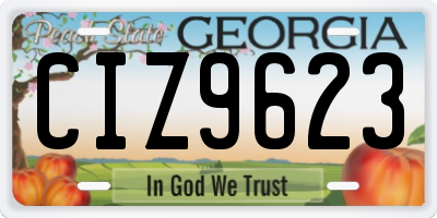 GA license plate CIZ9623