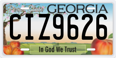 GA license plate CIZ9626