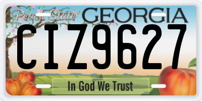 GA license plate CIZ9627
