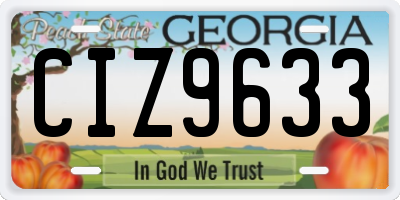 GA license plate CIZ9633