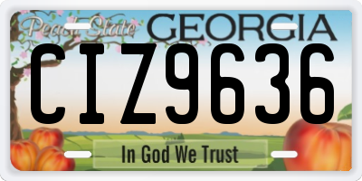 GA license plate CIZ9636