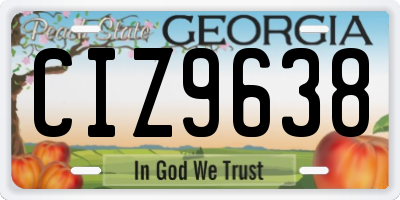 GA license plate CIZ9638