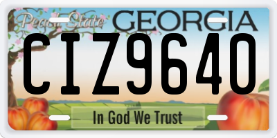 GA license plate CIZ9640