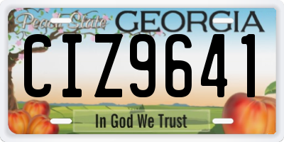 GA license plate CIZ9641