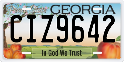 GA license plate CIZ9642