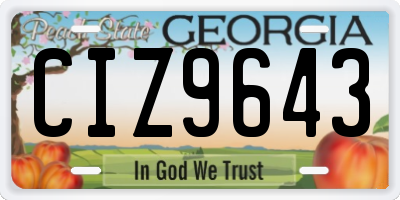 GA license plate CIZ9643