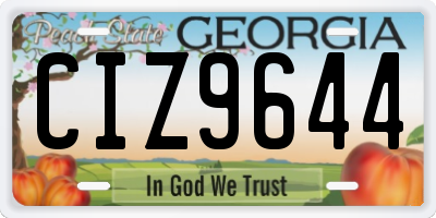 GA license plate CIZ9644