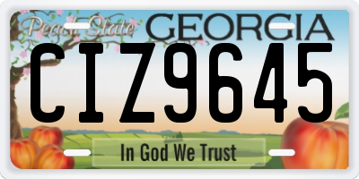 GA license plate CIZ9645