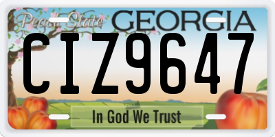 GA license plate CIZ9647