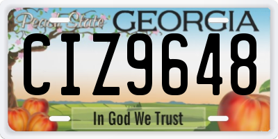 GA license plate CIZ9648