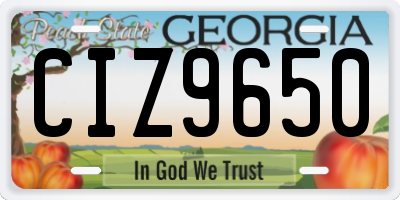 GA license plate CIZ9650