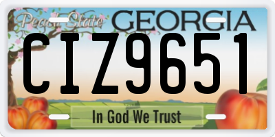 GA license plate CIZ9651
