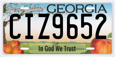 GA license plate CIZ9652