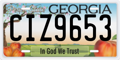 GA license plate CIZ9653