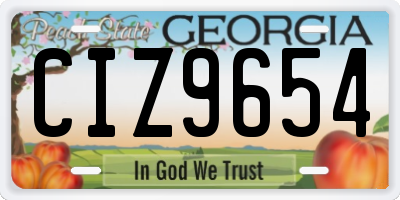 GA license plate CIZ9654