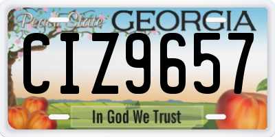 GA license plate CIZ9657