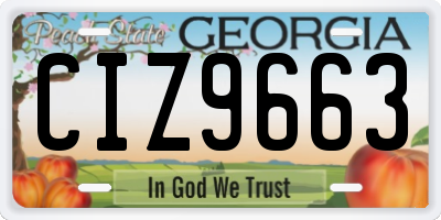 GA license plate CIZ9663