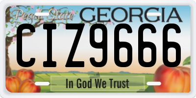 GA license plate CIZ9666