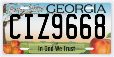 GA license plate CIZ9668