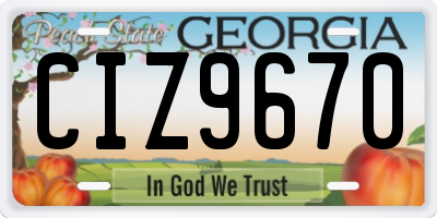 GA license plate CIZ9670