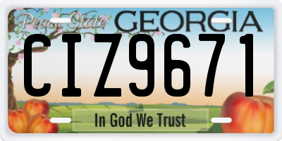 GA license plate CIZ9671