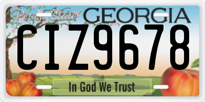 GA license plate CIZ9678