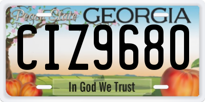 GA license plate CIZ9680