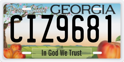 GA license plate CIZ9681
