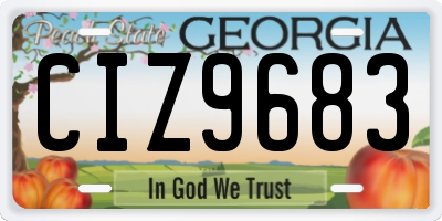 GA license plate CIZ9683