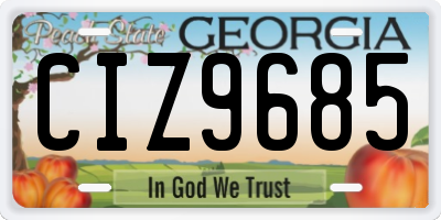 GA license plate CIZ9685