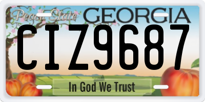 GA license plate CIZ9687