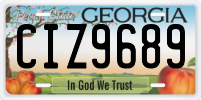GA license plate CIZ9689