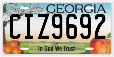 GA license plate CIZ9692