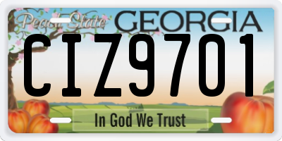 GA license plate CIZ9701