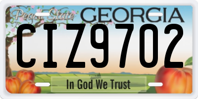 GA license plate CIZ9702