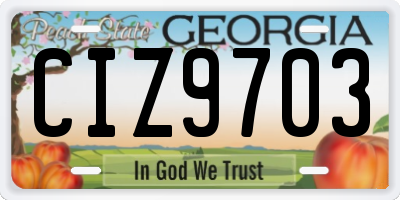 GA license plate CIZ9703