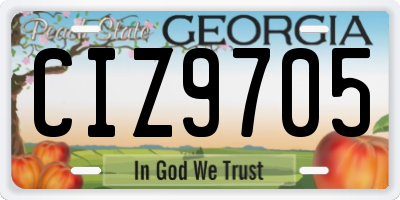 GA license plate CIZ9705
