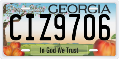 GA license plate CIZ9706